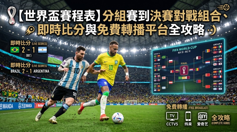 【世界盃賽程表】分組賽到決賽對戰組合、即時比分與免費轉播平台全攻略